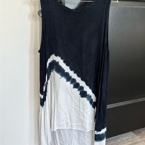 Navy and cream high low dress or shirt